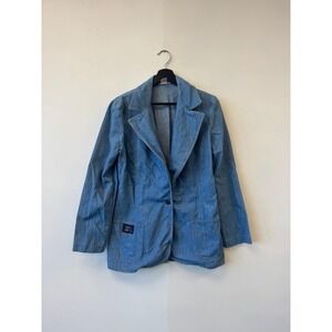 Vintage Levis Jacket Womens 16 Blue Denim Blazer Single Button Casual 70s